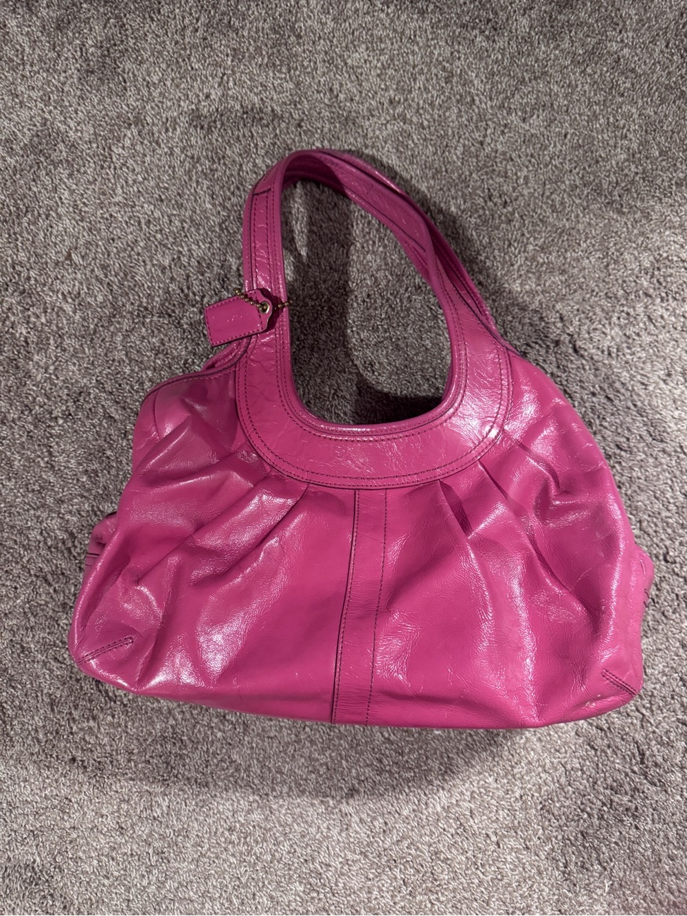 Coach Pink Patent Leather Hobo Bag
